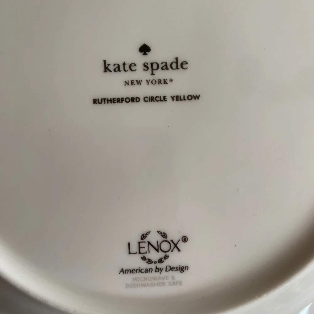 Kate Spade Lenox Rutherford Circle Yellow Nag's Head Navy Accent Plate Set of 4